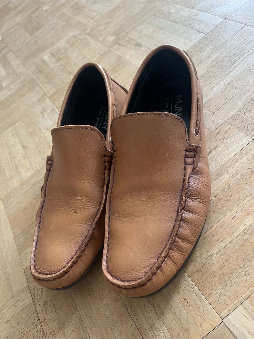 Marc Joseph Tan Leather Slip-On Driving Loafers